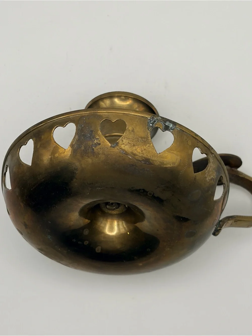 Brass Heart Pierced Chamberstick Candle Holders - Brass
